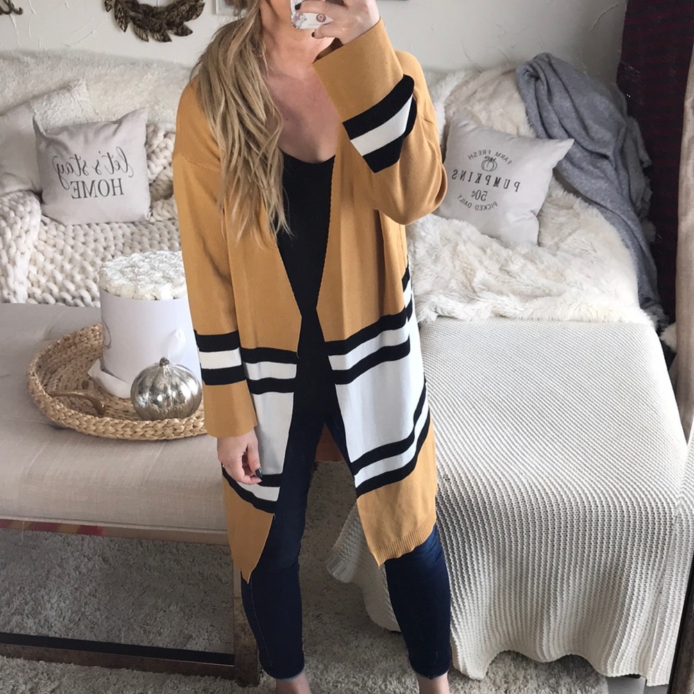 Black tan and white cardigan
